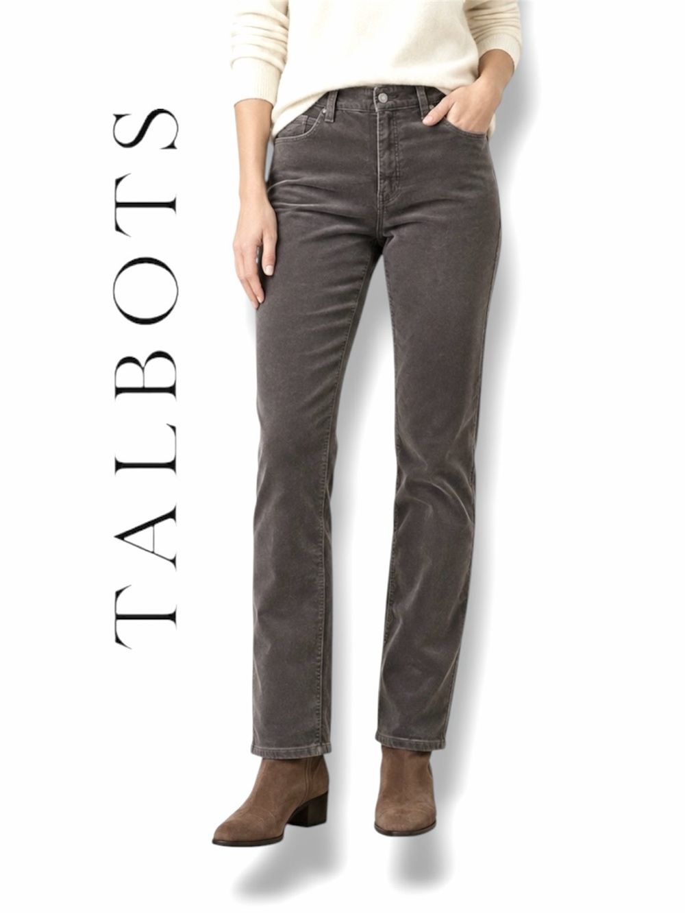 Talbots STRETCH CORDUROY STRAIGHT LEG PANTS Size 8 Long